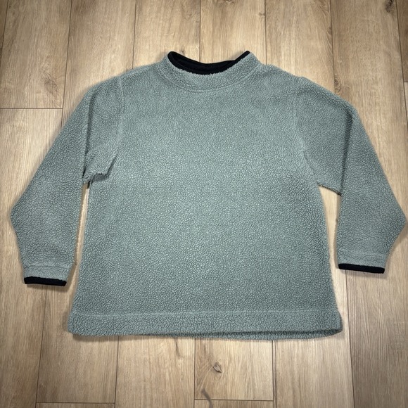 L.L. Bean Sweaters - Vtg Ll Bean Womens‎ Sherpa Teddy Pullover Mock Neck Large Sweater Light Green